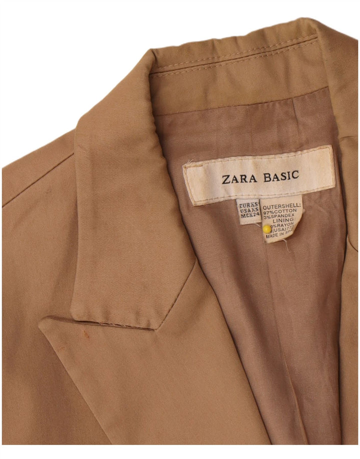 Jaqueta blazer feminina Zara com 1 botão UK 6 XS algodão marrom