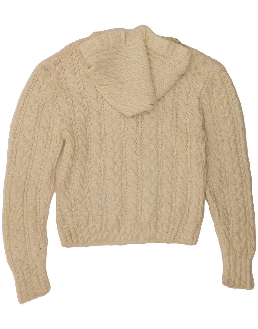 VINTAGE Womens Hooded Jumper Sweater UK 14 Large Off White Vintage Vintage and Second-Hand Vintage from Messina Hembry 