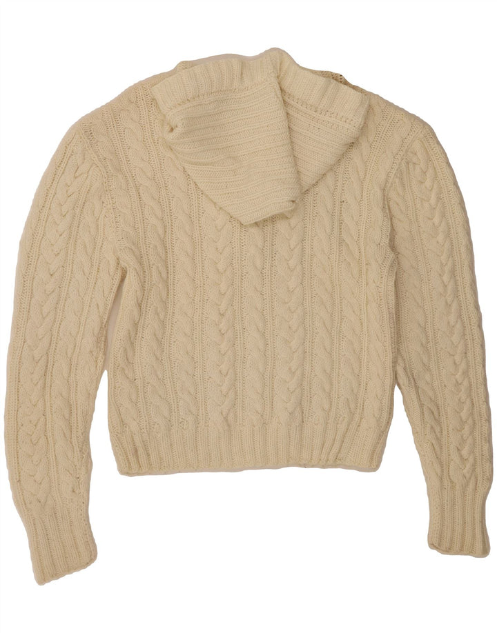 VINTAGE Womens Hooded Jumper Sweater UK 14 Large Off White Vintage Vintage and Second-Hand Vintage from Messina Hembry 