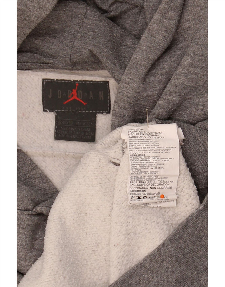 JORDAN Boys Hoodie Jumper 12-13 Years Large  Grey Cotton Vintage Jordan and Second-Hand Jordan from Messina Hembry 