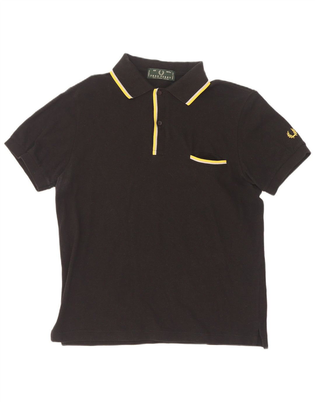 Camisa polo masculina Fred Perry de algodão listrado preto médio