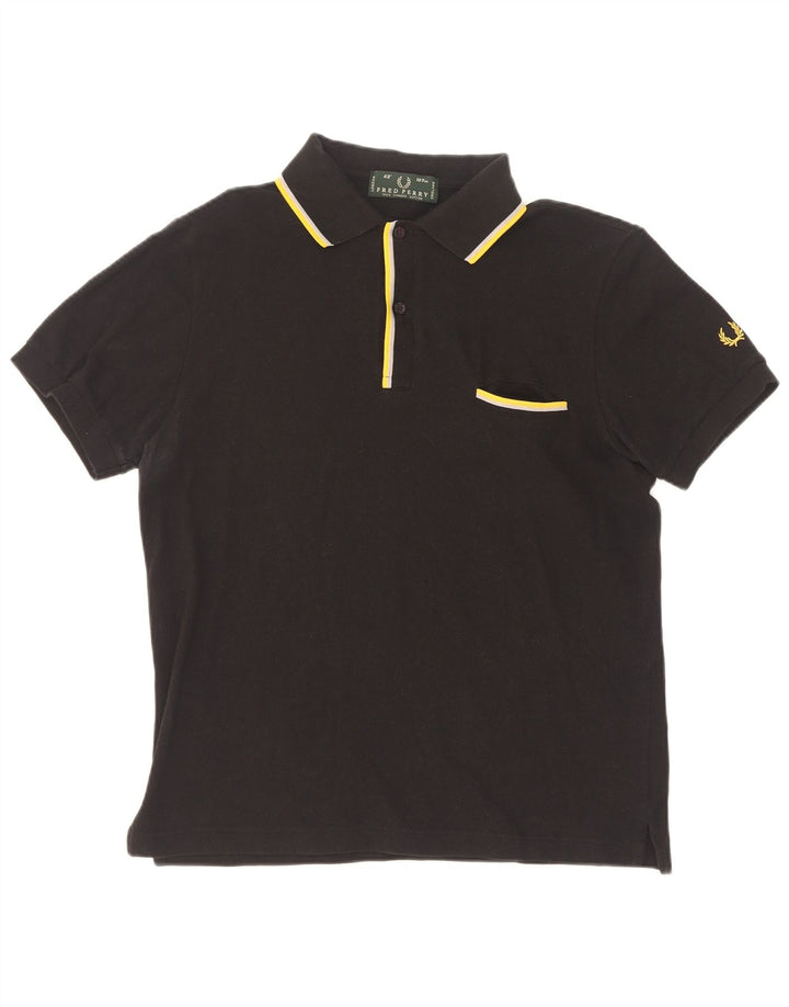 Camisa polo masculina Fred Perry de algodão listrado preto médio