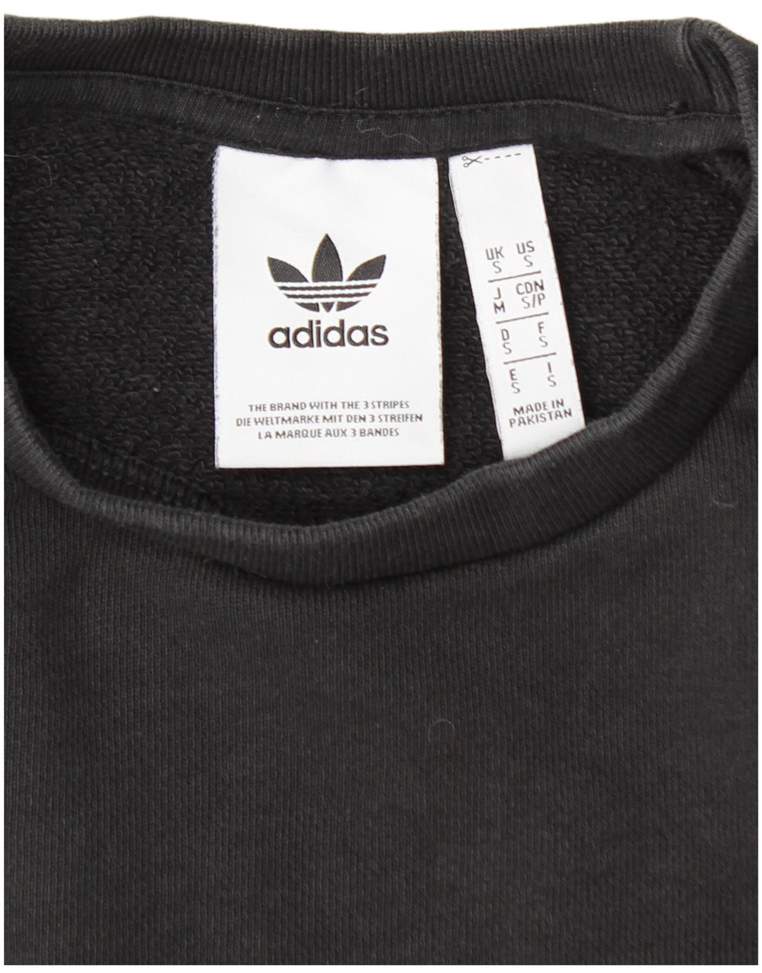 ADIDAS Mens Moletom Jumper Pequeno Algodão Preto