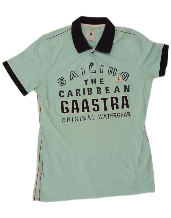 Camisa polo masculina gráfica Gaastra médio azul colorblock algodão