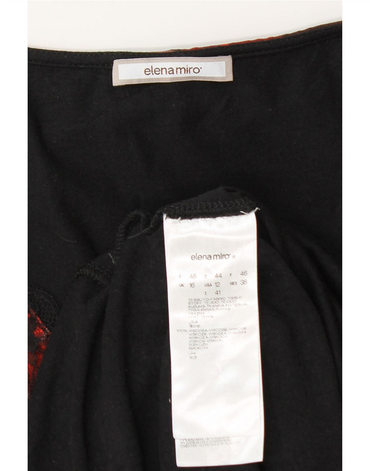 Blusa feminina ELENA MIRO manga 3/4 Reino Unido 16 grande viscose floral vermelha