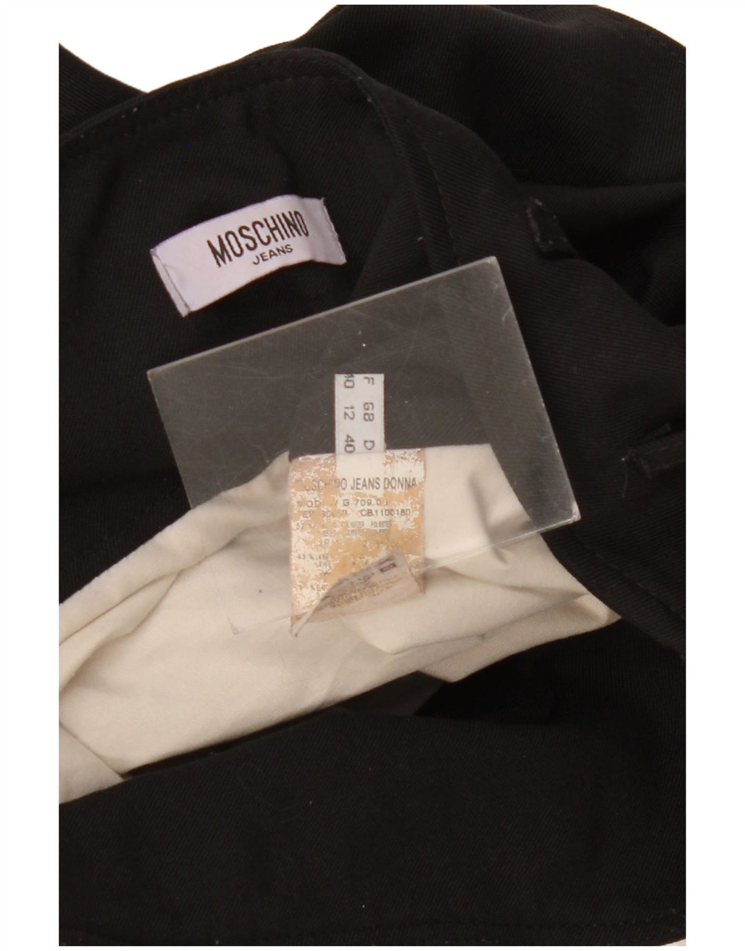 Saia feminina MOSCHINO cintura alta evasê Reino Unido 12 médio W28 preta