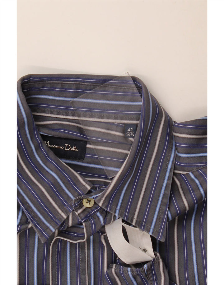 Camisa masculina Massimo Dutti tamanho 42 16 1/2 grande azul marinho listrado