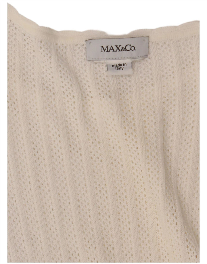 Vestido feminino transparente de crochê linha A da Max & Co. Reino Unido 10 pequeno branco