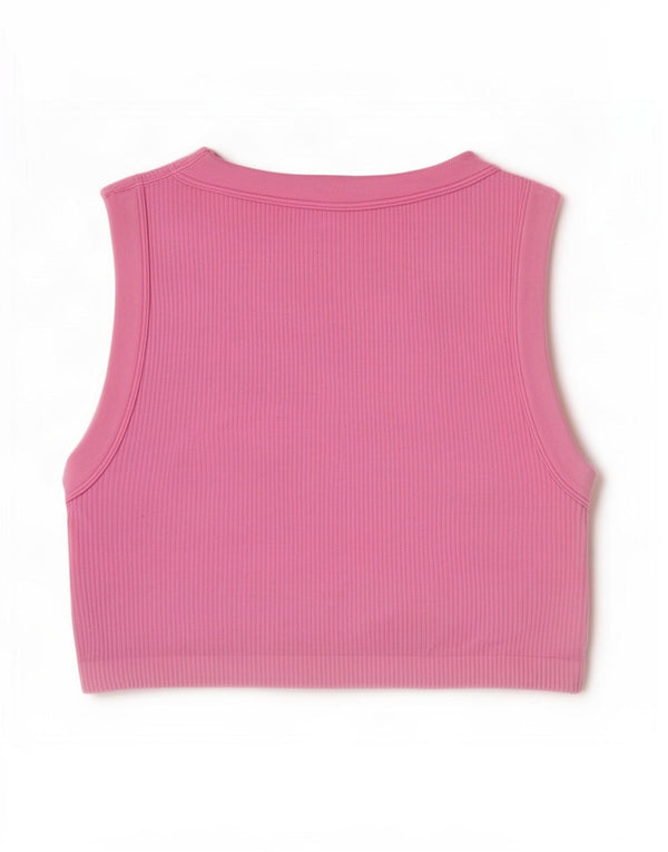 Zara Womens Crop Vest Top UK 12 Médio Rosa