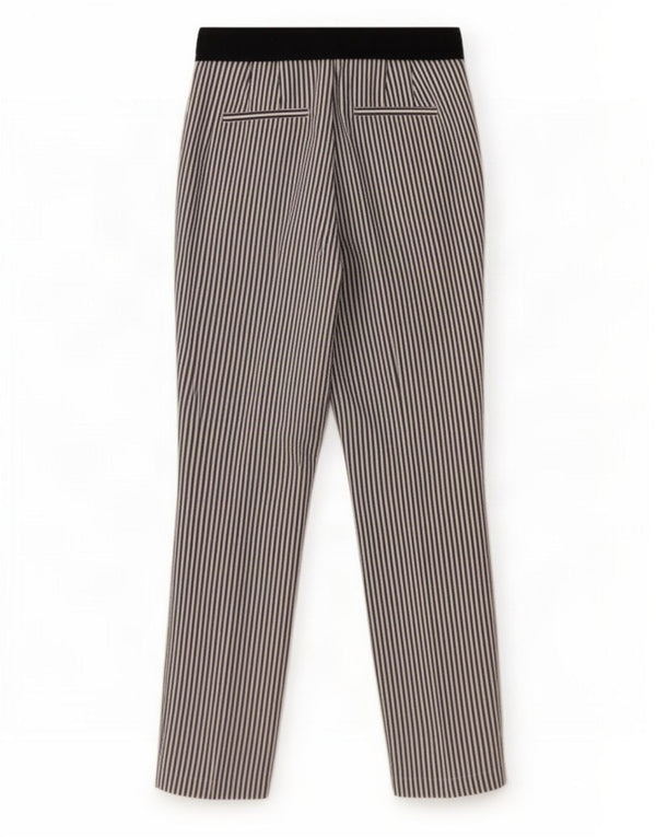 Calça Chino feminina Zara Slim Fit médio W28 L27 algodão listrado azul