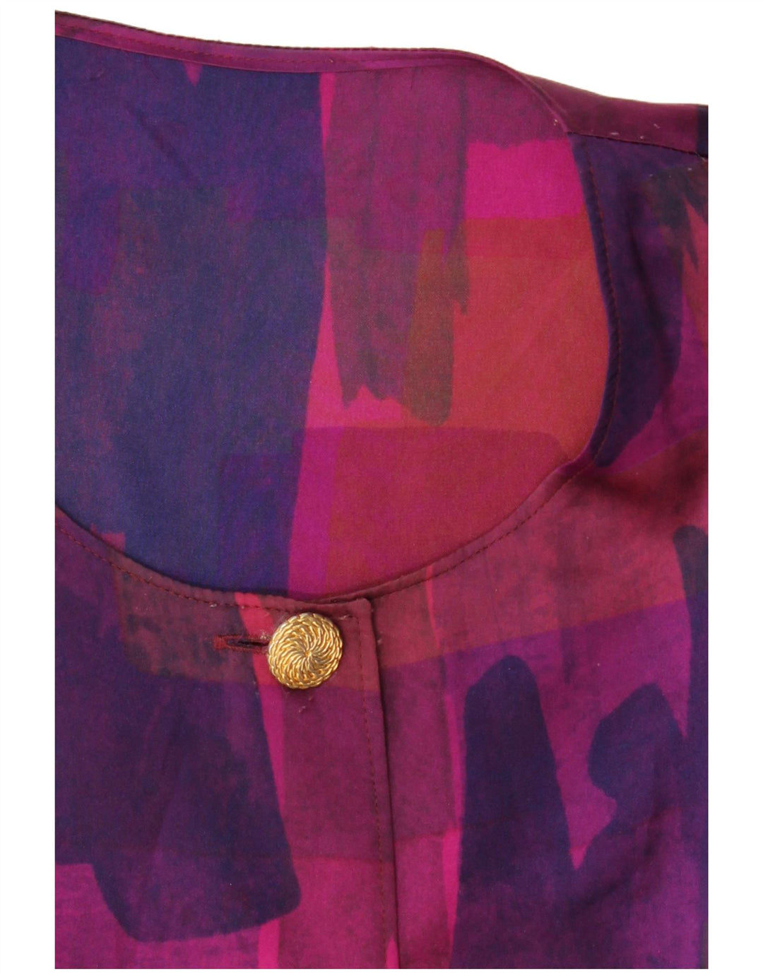 Blusa feminina VINTAGE com estampa abstrata manga 3/4 Reino Unido 18 XL roxa