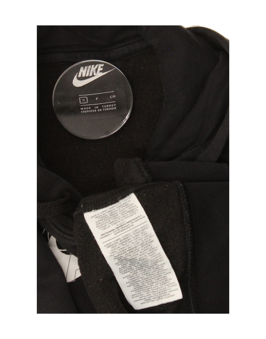 NIKE Mens Loose Fit Graphic Hoodie Jumper Small Black Cotton Vintage Nike and Second-Hand Nike from Messina Hembry 