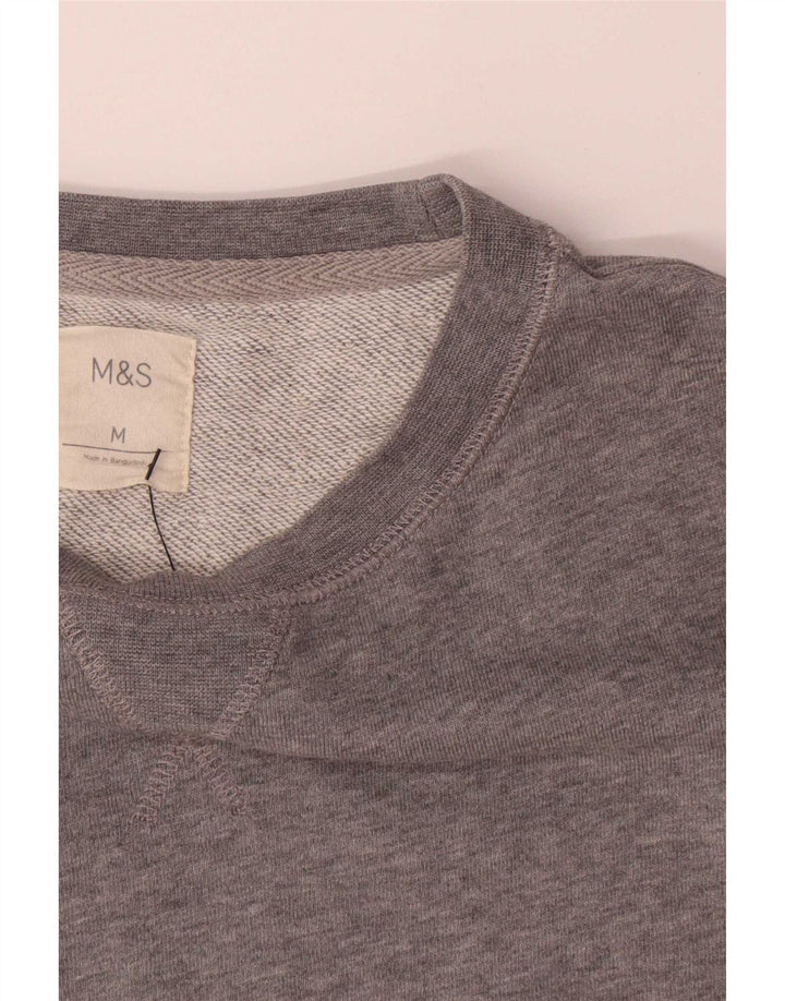 Moletom masculino Marks & Spencer Jumper de algodão manchado cinza médio