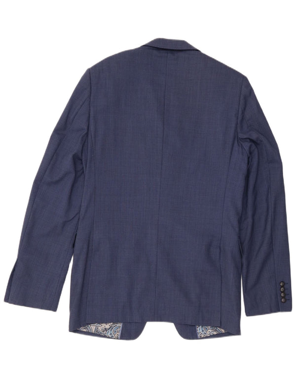 Jaqueta blazer masculina de 2 botões Marks & Spencer Reino Unido 38 lã azul médio