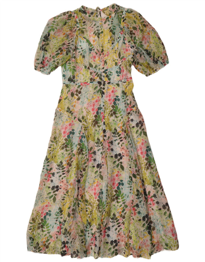 Vestido maxi feminino Ted Baker tamanho 3 médio verde floral Lyocell
