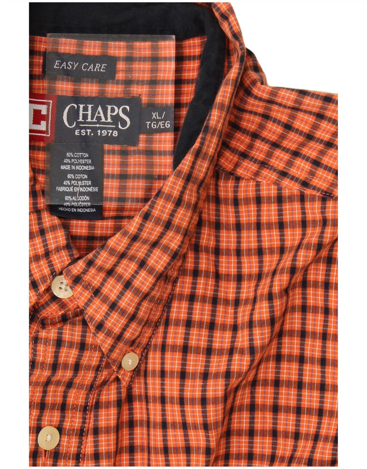 Camisa alta masculina CHAPS XL laranja xadrez algodão