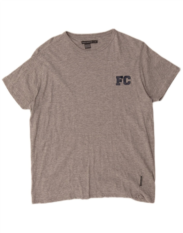 Camiseta masculina French Connection Top XL algodão manchado cinza