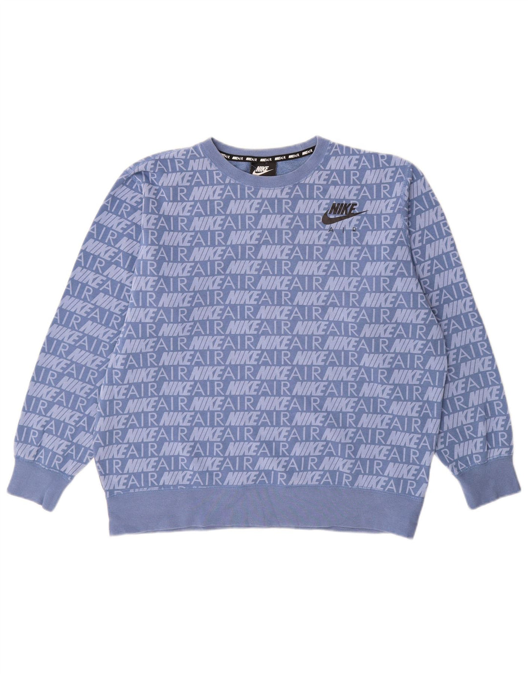 NIKE feminino gráfico oversized moletom jumper UK 14 médio azul algodão