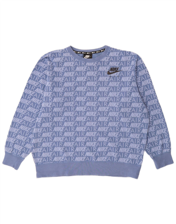 NIKE feminino gráfico oversized moletom jumper UK 14 médio azul algodão