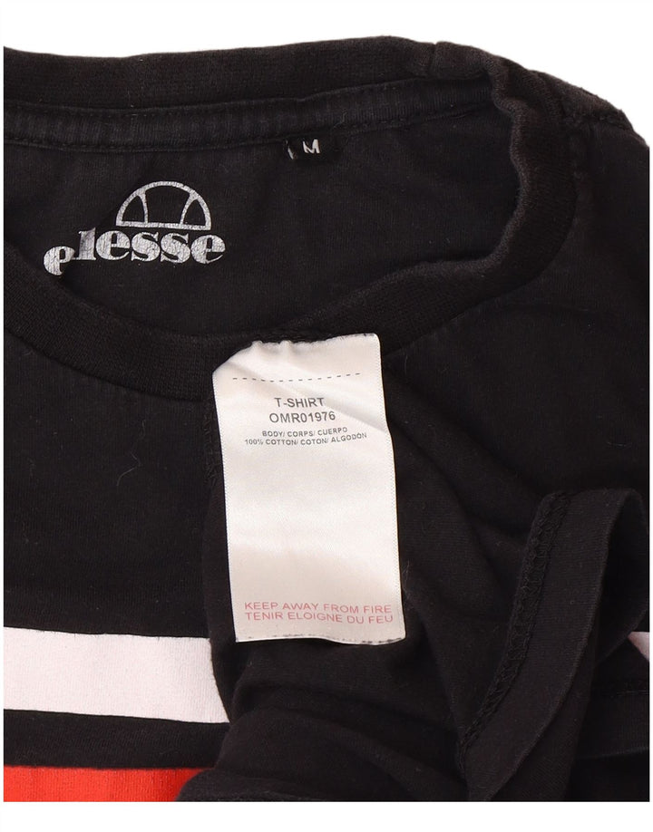 Ellesse Camiseta masculina gráfica top médio preto colorblock algodão