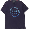 Tommy Hilfiger Camiseta masculina gráfica Top Médio Azul Marinho