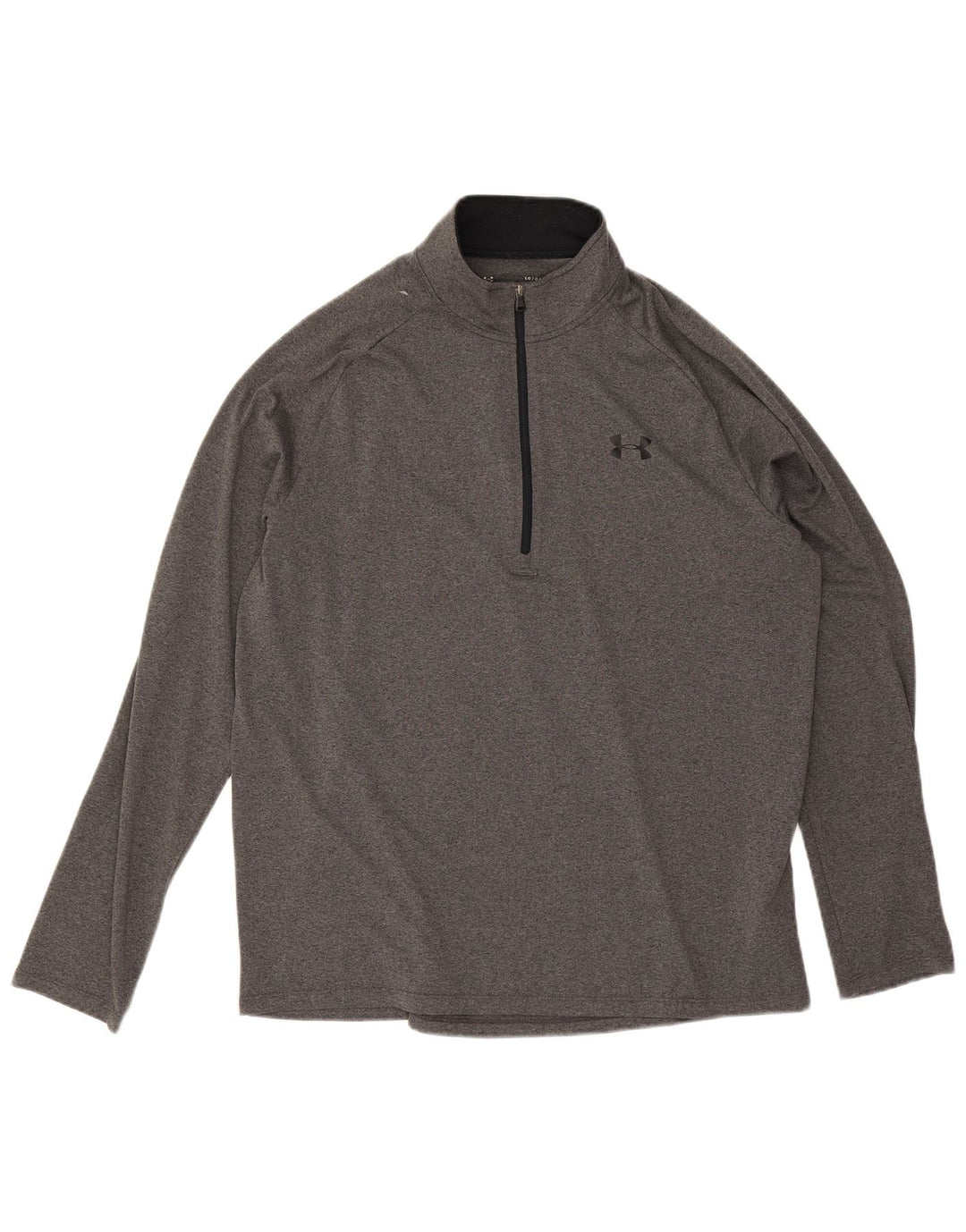 Under Armour Mens Zip Neck Pullover Treino Top Grande Poliéster Cinza