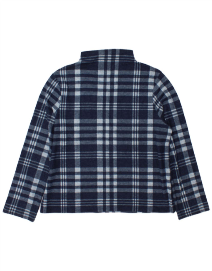 Top feminino Marks & Spencer de manga comprida UK 14 grande xadrez azul marinho