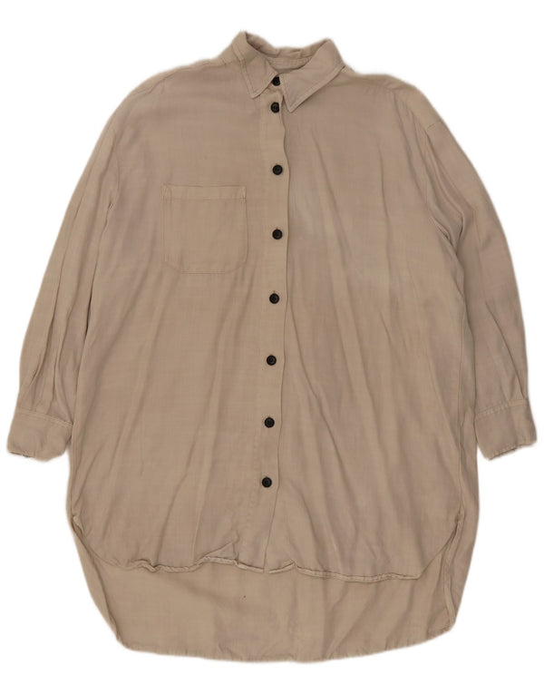 Vestido camisa oversized feminino Zara Reino Unido 14 médio bege