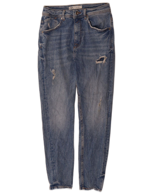 Zara Mens Distressed Slim Jeans EU 36 XS W29 L27 Azul Algodão