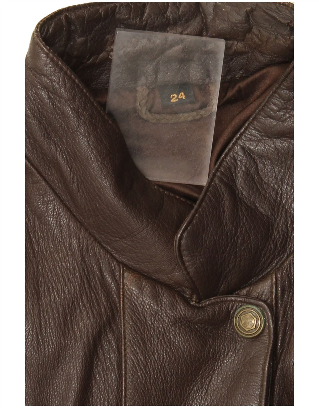 Jaqueta de couro feminina vintage UK 22 3XL marrom