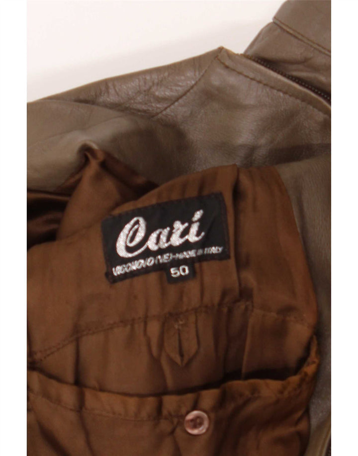Jaqueta de couro bomber masculina vintage IT 50 grande marrom