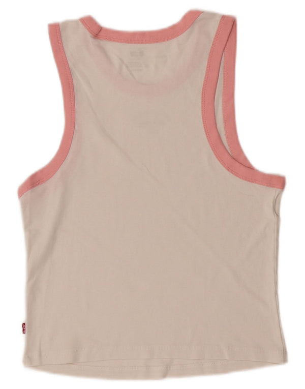 Levi's Womens Crop Graphic Vest Top UK 6 XS Off White