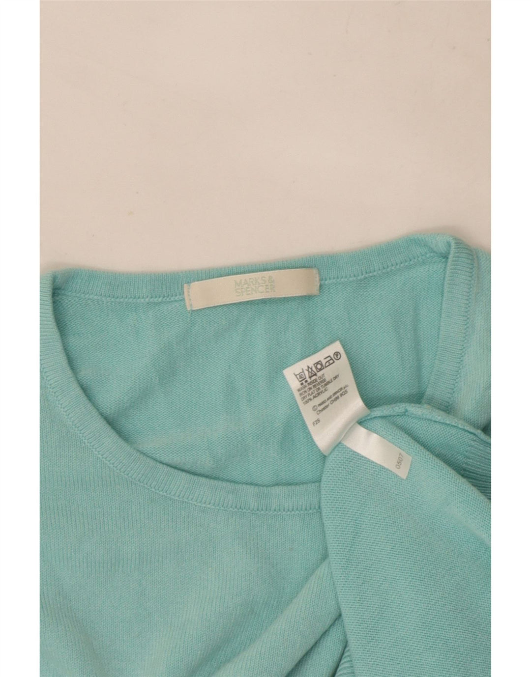 Suéter feminino Marks & Spencer com gola redonda Reino Unido 10 pequeno turquesa