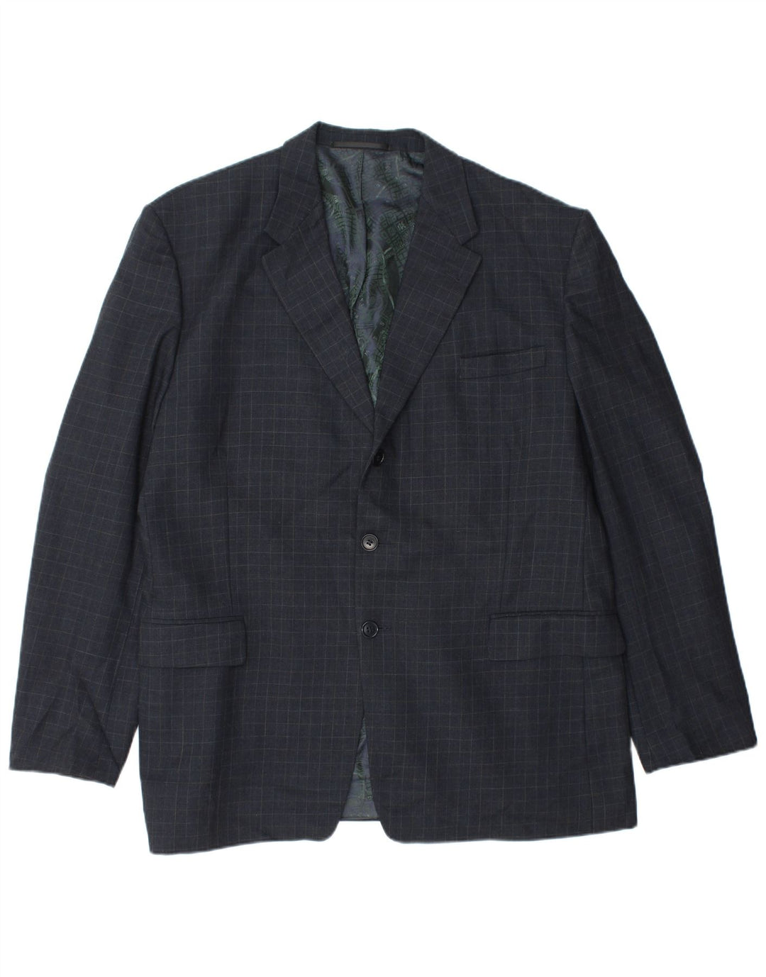 Jaqueta blazer masculina de 3 botões Paul Smith Reino Unido 40 grande lã de guingão azul marinho