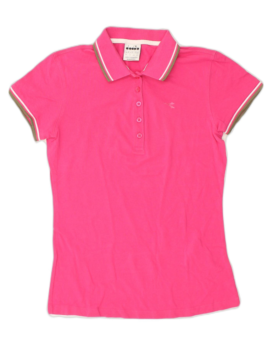 DIADORA Womens Polo Shirt UK 12 Medium Pink Cotton | Vintage Diadora | Thrift | Second-Hand Diadora | Used Clothing | Messina Hembry 