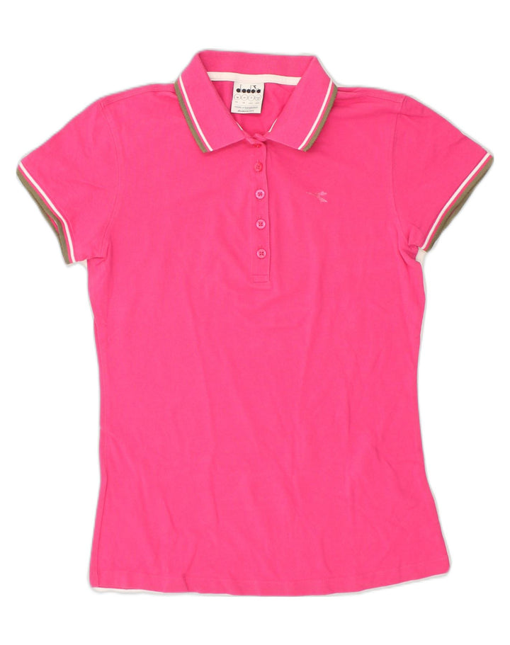 DIADORA Womens Polo Shirt UK 12 Medium Pink Cotton | Vintage Diadora | Thrift | Second-Hand Diadora | Used Clothing | Messina Hembry 