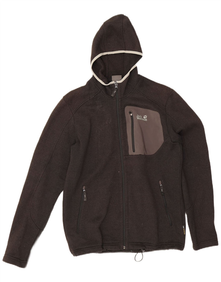 Jack Wolfskin Suéter masculino com capuz e zíper Reino Unido 36/38 poliéster cinza médio