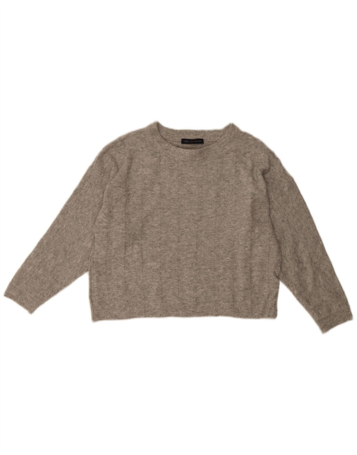 Suéter feminino Marks & Spencer com gola redonda Reino Unido 12 cinza médio manchado