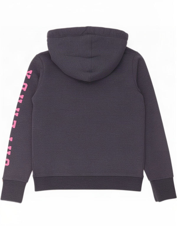Superdry feminino gráfico moletom com capuz UK 14 médio algodão azul marinho