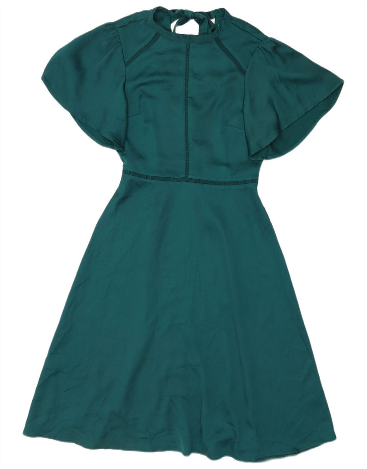 Vestido feminino Oasis A-Line UK 12 poliéster verde médio