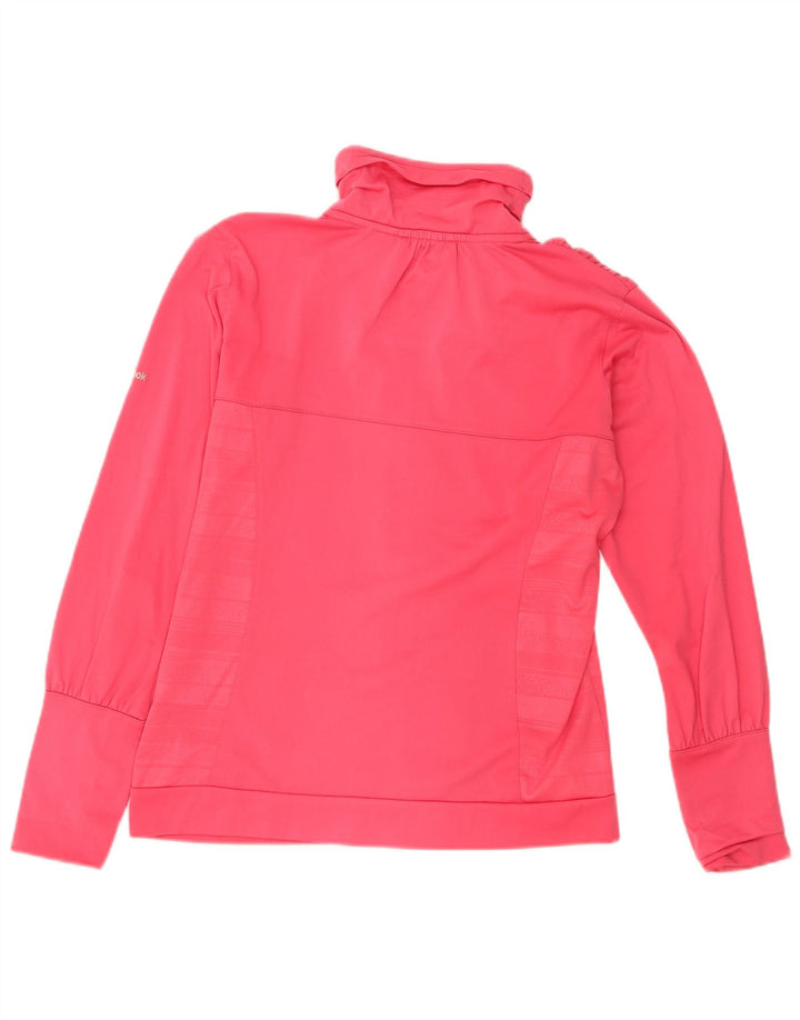 Reebok Womens Tracksuit Top Jacket UK 14 Médio Rosa Listrado Poliéster