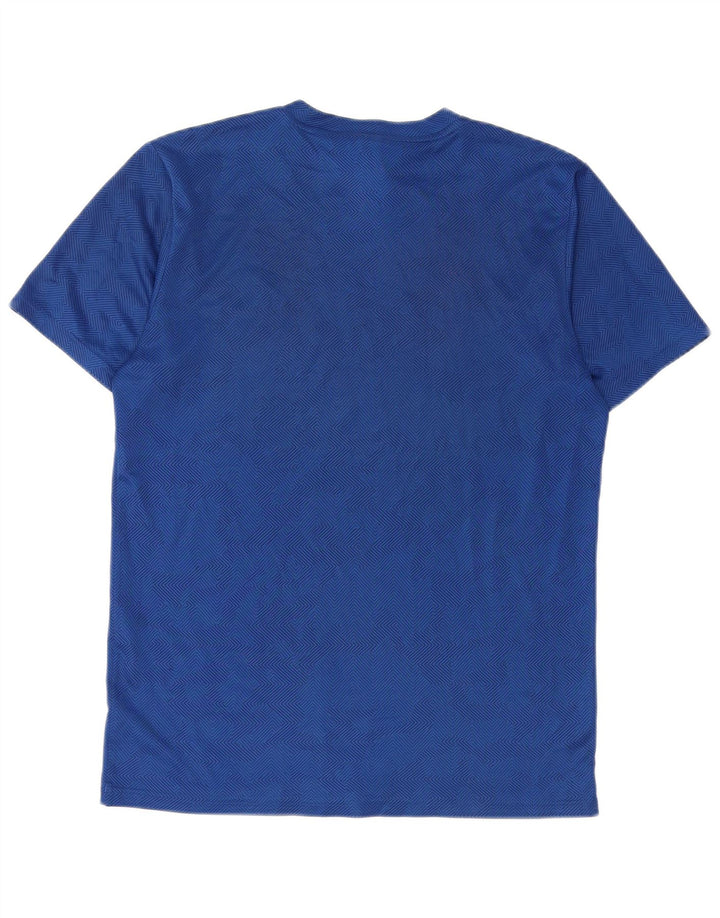 Adidas Womens Climalite Camiseta Top Pequeno Azul Geométrico Poliéster