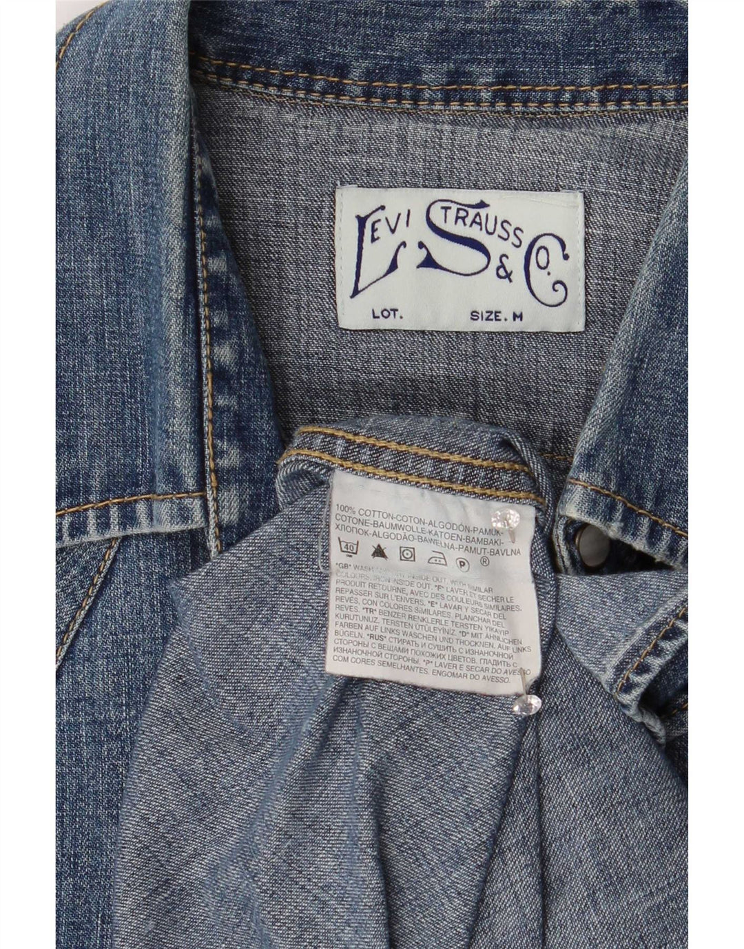 Camisa jeans masculina Levi's Western azul médio algodão