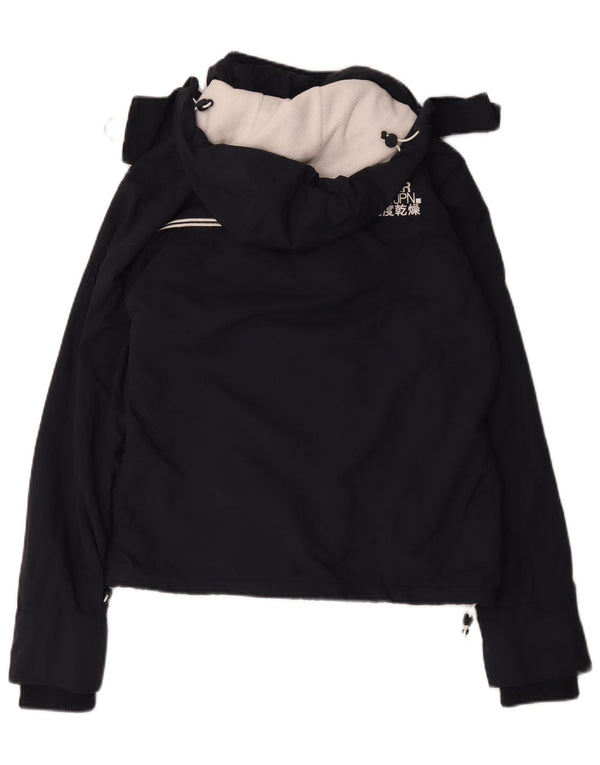 Jaqueta corta-vento com capuz feminino Superdry Reino Unido 16 grande poliéster azul marinho