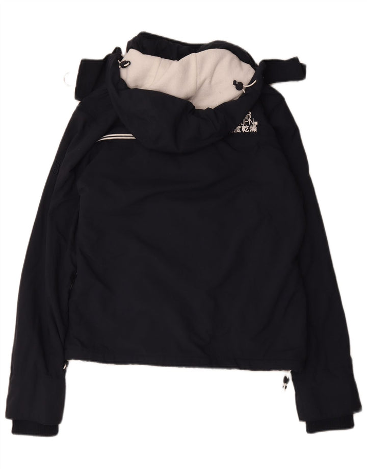 Jaqueta corta-vento com capuz feminino Superdry Reino Unido 16 grande poliéster azul marinho