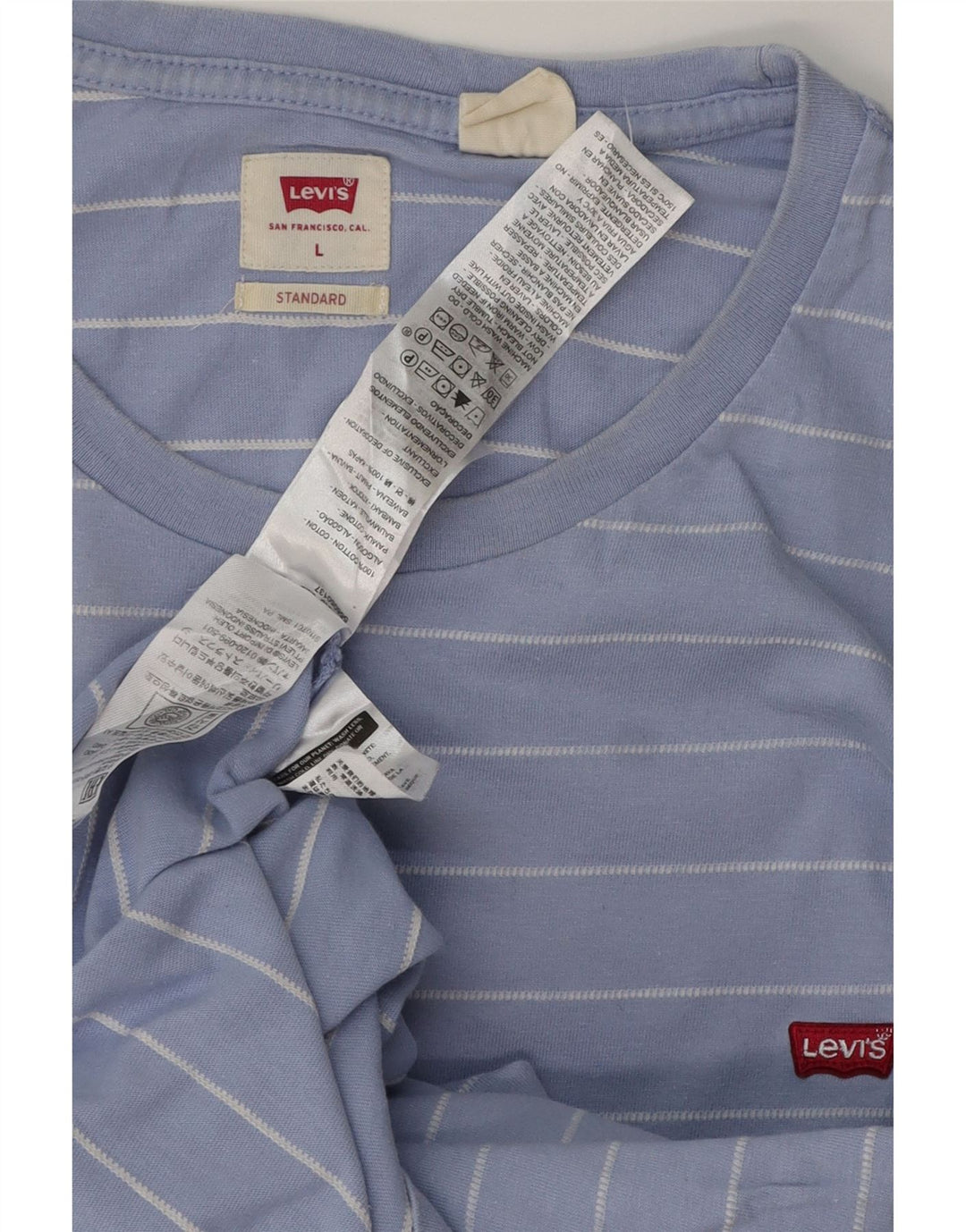 Camiseta masculina padrão Levi's Top grande de algodão listrado azul