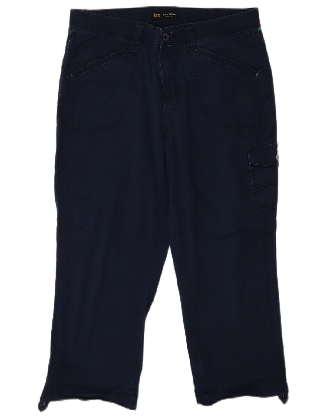 Calça cargo feminina Lee de cintura média US 12 grande W32 L22 azul marinho