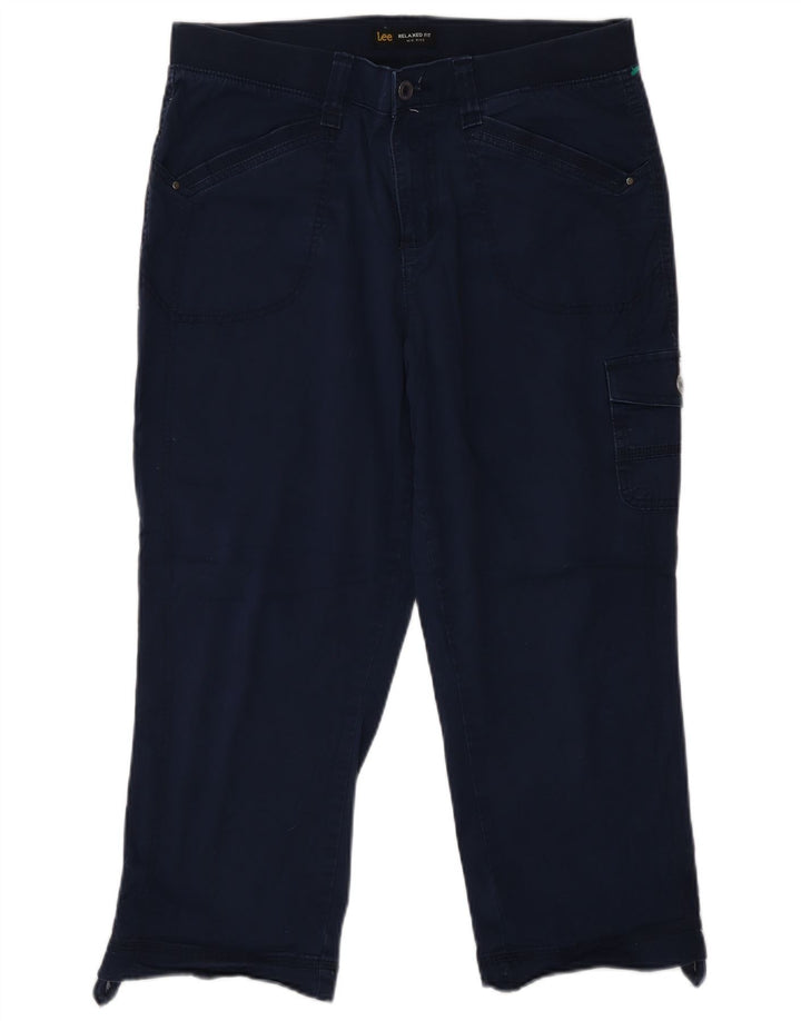 Calça cargo feminina Lee de cintura média US 12 grande W32 L22 azul marinho