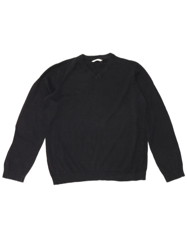 Suéter Marks & Spencer Boys com decote em V 15-16 anos algodão preto