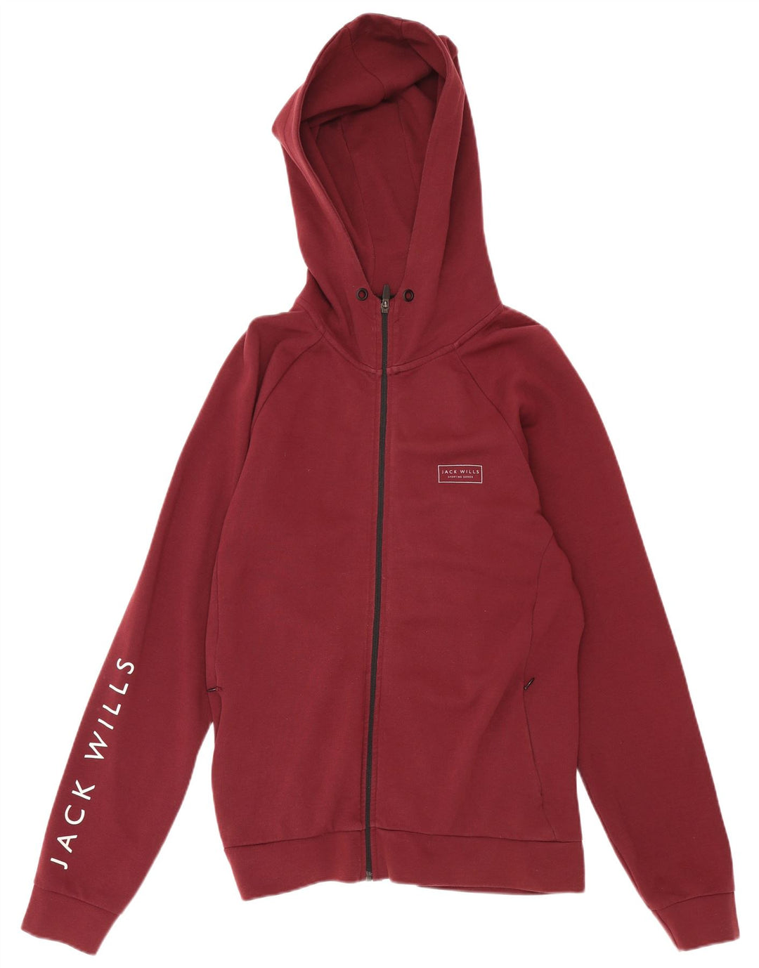 JACK WILLS Suéter masculino com capuz e zíper gráfico médio Borgonha